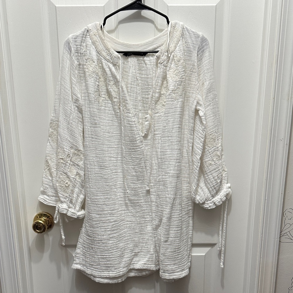 Zara Textured Cream Tunic Top